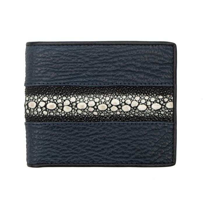 Exotic Blue Shark Skin and Ray Mens Designer Wallet