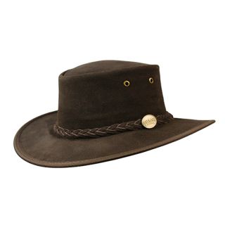 Cattle hide suede leather Squashy Suede hat Chocolate 1025-choc by Barmah color Dark Brown
