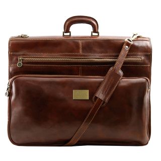 Tuscany Leather Papeete Brown Luxury Leather Garment Carrier Bag tl3056-main by Tuscany Leather