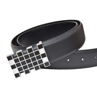 Kenneth Brownne Men's Black Leather Belt Designer Buckle Style 39 kb-belt-39 by Kenneth Brownne color Black