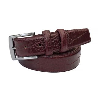 Prime Hide Men's Burgundy Croc Print Leather Belt - Buckle Style 2 Belt400-burg-main-1 by Primehide color Burgundy