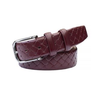 Prime Hide Men's Burgundy Patterned Belt 401-main by Primehide color Burgundy