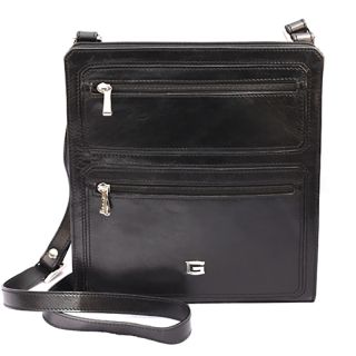 Mens Italian Leather Cross Body Bag by Giudi Black 4457-black by Giudi color Black