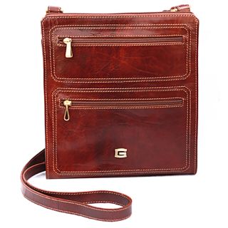 Mens Italian Leather Cross Body Bag by Giudi Brown 4457-BR by Giudi color Brown