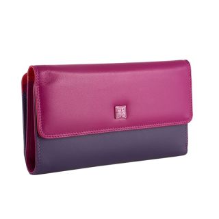 DUDU Falkland Ladies Multi colour Fuchsia Trifold leather Purse 534-1163-12 by Dudu color Fuchsia