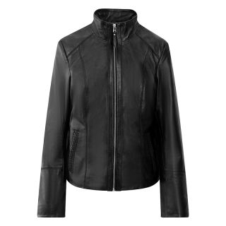 Woman's Luxury Black Sheepkin Leather Jacket 6156-Black-main by Primehide color Black