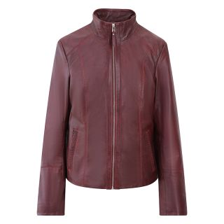 Woman's Luxury Burgundy Sheepkin Leather Jacket 6156-wine by Primehide color Burgundy