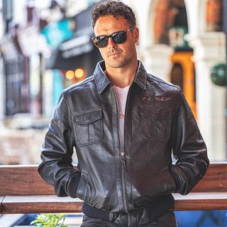 Men's Airborne Black Leather Jacket 6791-black by Primehide color Black