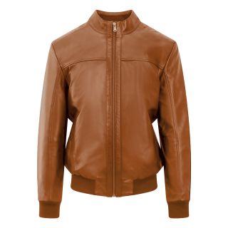 Men's Tan Bomber Leather Jacket - Tan 6903-tan by Primehide color Tan