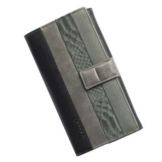 Lecerf Ladies Leather Purse-Wallet - Black-Grey 709-B-GR by Lecerf color Grey