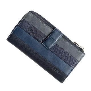 Lecerf Ladies Leather Purse-Blue-Navy Zipped design 713-B-BL by Lecerf color Navy