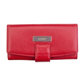 Giudi Ladies Soft Red and Taupe Italian Large Leather Tab Purse giudi-7211-red by Giudi color Red