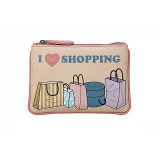 Prime Hide I Love Shopping Soft Leather Coin Purse RFID 737 by Primehide color Cream
