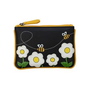 Prime Hide Bumble Bees Soft RFID Protected Leather Coin Purse 738 by Primehide color Black