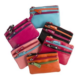 Prime Hide Leather Multi Zip Pocket Coin Purse – 755 ph-755 by Primehide