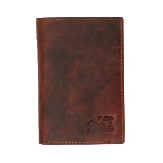 Branco Men's Cognac Vertical Trifold Oiled leather Wallet BR79393 by Branco