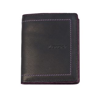 Lecerf Luxury Spanish Leather Card Holder wallet - Black-Purple 807-pur by Lecerf color Black