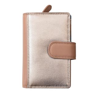 Prime Hide London Metallic Collection Rose Gold Trifold Purse 8080 by Primehide color Rose Gold