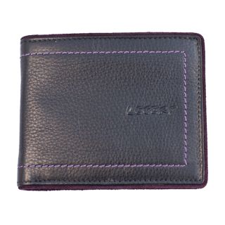 Lecerf Luxury Spanish Leather wallet - flip style - Black - Purple with coin purse 9999-pur by Lecerf color Black