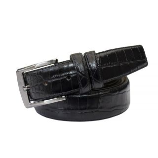 Prime Hide Men's Black Croc Print Leather Belt - Buckle Style 1 Belt400-Black-main-1 by Primehide color Black