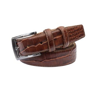 Prime Hide Men's Brown Croc Print Leather Belt - Buckle Style 1 Belt400-brown-main by Primehide color Brown