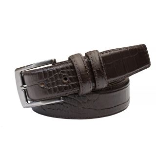 Prime Hide Men's Dark Brown Croc Print Leather Belt - Buckle Style 1 Belt400-dark-brown-main-1 by Primehide color Dark Brown