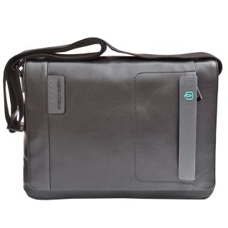 Piquardo Brown Italian Leather Messenger Laptop Bag with iPad®/iPad®Air and iPad®mini compartment ca3348p15-brown by Piquadro color Dark Brown