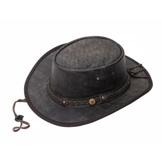 Wombat Soft Brown Distressed style Foldable Leather Hat wombat-distressed by Wombat color Brown