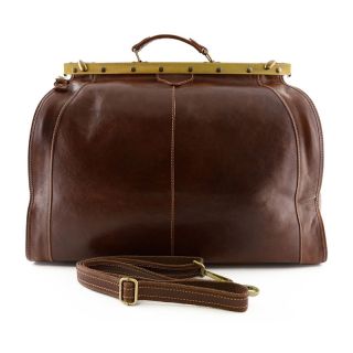 Tuscan Leather Large Brown Italian Leather Gladstone Travel bag BVG2011-BR by Dream Bags color Brown
