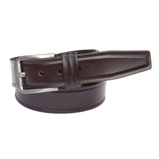 Mens Thick Dark Brown Plain Leather Belt 300-brown-main by Wombat color Dark Brown
