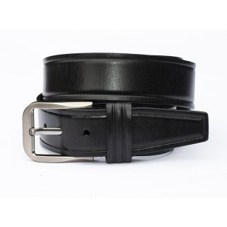 Mens Thick Black Plain Leather Belt 300-black-main color Black