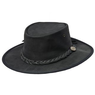 Barmah Foldaway Bronco Full Grain Leather Hat - Black 1060-black by Barmah