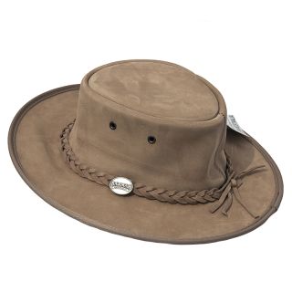Barmah Foldaway Bronco Full Grain Leather Hat - Hickory 1060-hickory by Barmah