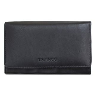 Branco Ladies Luxury Black Leather Purse Frame Section br267-black by Branco color Black