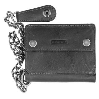 Branco Men's Luxury Black Designer Leather Biker Chain Wallet br34016-black by Branco color Black