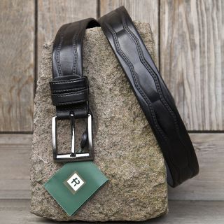 Designer Black Leather Belt from Prime Hide Leather Style 405 PH-405-BLACK by Primehide color Black