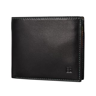 Dudu Tullio Mens Small Black Multi Colour Leather Wallet RFID 534-421-1 by Dudu color Black