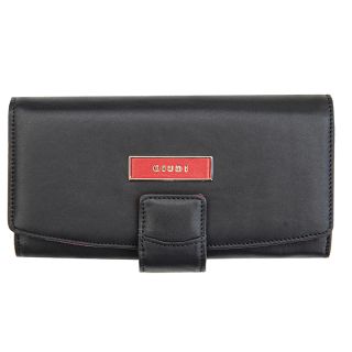 Giudi Ladies Soft Black and Red Italian Large Leather Tab Purse giudi-7211-black by Giudi color Black