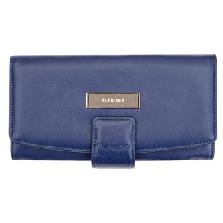 Giudi Ladies Soft Blue and Taupe Italian Large Leather Tab Purse Giudi-7211-blue by Giudi color Blue