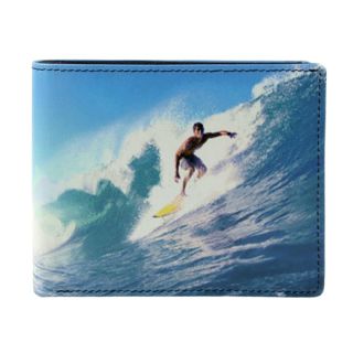 Golunski Mens Bifold soft Retro Leather Wallet Surfer Design gol-surfer-bi by Golunski color Blue