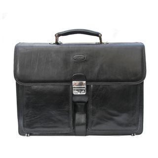 Hansson Texas Italian Bull Leather Briefcase Black hansson-2542-BL by Hansson color Black