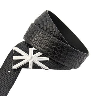 Kenneth Brownne Men's Black Leather Belt Designer Buckle Style 41 kb-belt-41 by Kenneth Brownne color Black