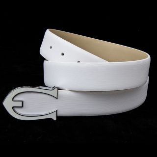 Kenneth Brownne Men's White Belt Designer Buckle Style 12 kb-white-12 by Kenneth Brownne color White