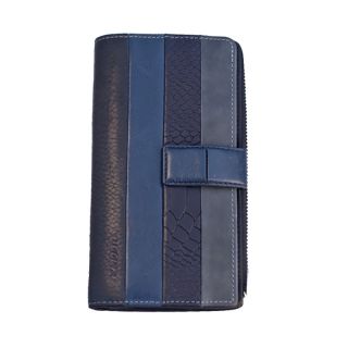 Lecerf Ladies Leather Purse-Blue-Navy Zipped design 713-B-BL by Lecerf color Navy