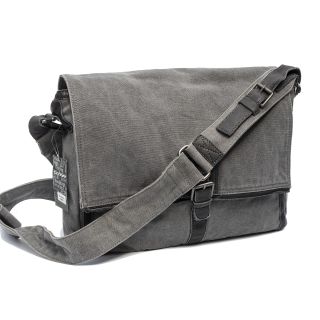 Lecerf Thick Canvas and Spanish Leather Messenger Bag Lecerf-628 by Lecerf color Grey