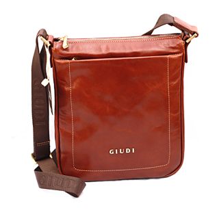 Luxury Mens Italian Leather Cross Body Bag by Giudi Brown 5173-BR by Giudi color Brown
