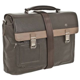 Piquardo Grey Italian Leather Briefcase with iPad/iPad®Air and notebook Compartments ca1044vi-gy by Piquadro color Grey