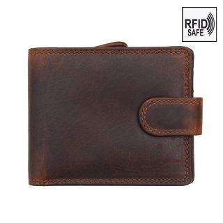 Prime Hide Kara RFID SAFE Brown Leather Wallet with Zipped Coin Section 1958/01 by Primehide color Brown