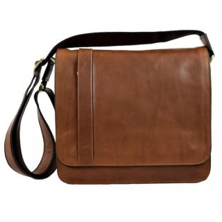Ringo Italian Vegetable Tanned Brown Leather Messenger with 2 Compartments BUP3307-Brown by Dream Bags color Brown