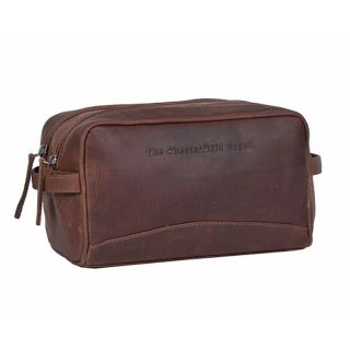 The Chesterfield Brand Medium Size Luxury Brown Leather Toiletry Bag c0816501 by The Chesterfield Brand color Dark Brown